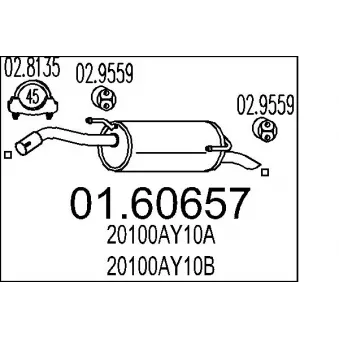 Silencieux arrière MTS 01.60657 pour NISSAN MICRA 1.2 16V - 65cv
