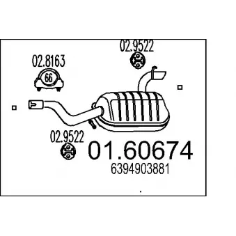 Silencieux arrière MTS 01.60674 pour MERCEDES-BENZ VIANO 2.2 Cdi - 116cv