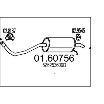 Silencieux arrière MTS 01.60756 pour VOLKSWAGEN FOX 1.4 - 75cv