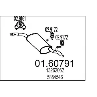 Silencieux arrière MTS 01.60791 pour OPEL ASTRA 1.9 CDTI - 120cv