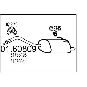 Silencieux arrière MTS 01.60809 pour FIAT PANDA 1.4 - 100cv
