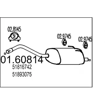 Silencieux arrière MTS 01.60814 pour FIAT 500 1.4 - 100cv