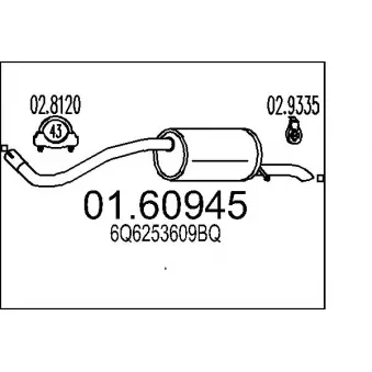Silencieux arrière MTS 01.60945 pour SEAT IBIZA 1.2 12V - 70cv
