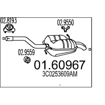 Silencieux arrière MTS 01.60967 pour VOLKSWAGEN PASSAT 2.0 TDI 4motion - 140cv