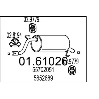 Silencieux arrière MTS 01.61026 pour OPEL CORSA 1.3 CDTI - 75cv