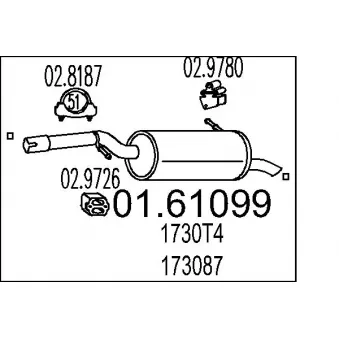 Silencieux arrière MTS 01.61099 pour PEUGEOT 2008 1.6 VTi - 120cv