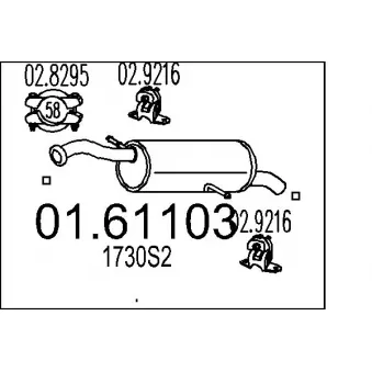 Silencieux arrière MTS 01.61103 pour CITROEN C4 1.6 VTI 120 - 120cv