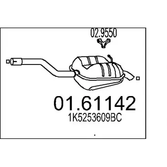 Silencieux arrière MTS 01.61142 pour VOLKSWAGEN GOLF 1.6 - 102cv