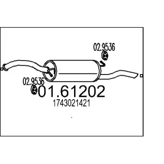 Silencieux arrière MTS 01.61202 pour TOYOTA YARIS 1.3 - 84cv