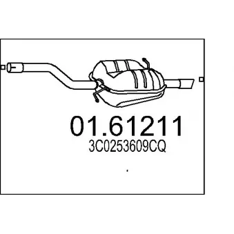 Silencieux arrière MTS 01.61211 pour VOLKSWAGEN PASSAT 1.6 - 102cv