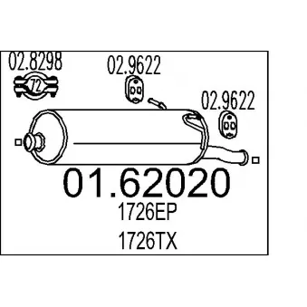 Silencieux arrière MTS 01.62020 pour NISSAN QASHQAI 1.6 HDI - 109cv