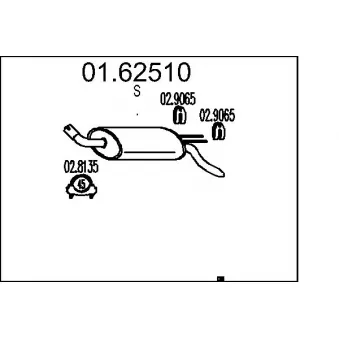 Silencieux arrière MTS 01.62510 pour RENAULT TWINGO 1.2 - 54cv