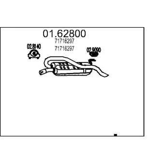 Silencieux arrière MTS 01.62800 pour FIAT BRAVO 1.6 16V - 103cv