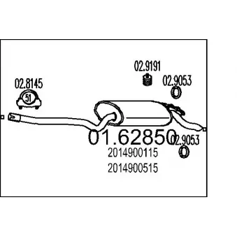Silencieux arrière MTS 01.62850 pour MERCEDES-BENZ 190 2.0 - 90cv