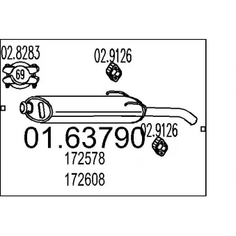 Silencieux arrière MTS 01.63790 pour PEUGEOT 205 1.4 CJ - 75cv