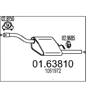 Silencieux arrière MTS 01.63810 pour FORD FOCUS 1.6 16V - 100cv