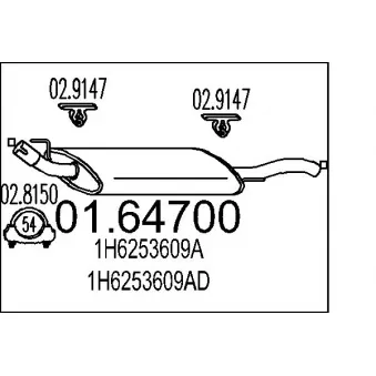 Silencieux arrière MTS OEM 1h6253609p