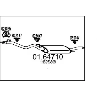 Silencieux arrière MTS 01.64710 pour VOLKSWAGEN GOLF 1.4 - 60cv