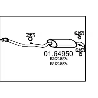Silencieux arrière MTS 01.64950 pour BMW Série 3 318 tds - 90cv