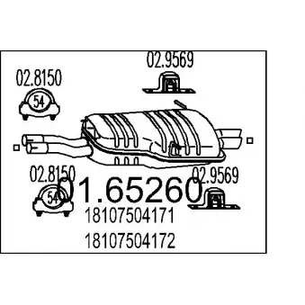 Silencieux arrière MTS 01.65260 pour BMW Série 3 325 Ci - 192cv
