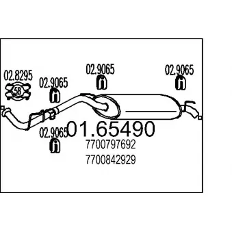 Silencieux arrière MTS 01.65490 pour RENAULT CLIO 1.4 - 75cv