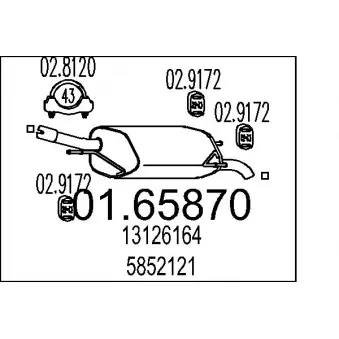 Silencieux arrière MTS 01.65870 pour OPEL CORSA 1.0 - 60cv