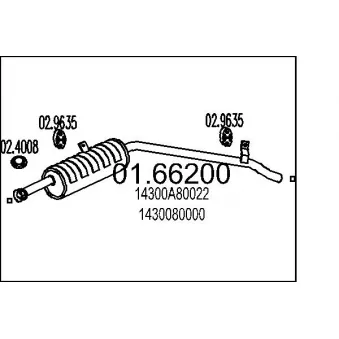 Silencieux arrière MTS 01.66200 pour SUZUKI SAMURAI 1.0 Traction intégrale - 45cv
