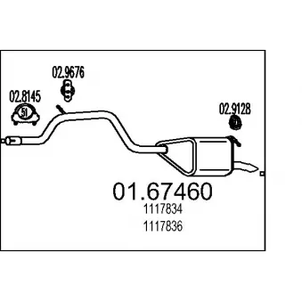 Silencieux arrière MTS 01.67460 pour FORD MONDEO 1.8 16V - 125cv
