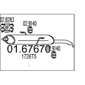Silencieux arrière MTS 01.67670 pour PEUGEOT 306 2.0 HDI 90 - 90cv