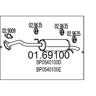 Silencieux arrière MTS 01.69100 pour MAZDA 323 1.6 - 84cv