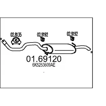 Silencieux arrière MTS 01.69120 pour SEAT CORDOBA 1.9 D - 68cv