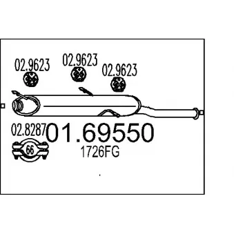 Silencieux arrière MTS 01.69550 pour CITROEN XSARA 2.0 HDI 90 - 90cv