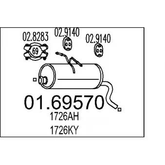 Silencieux arrière MTS 01.69570 pour MITSUBISHI COLT 1.4 i - 75cv