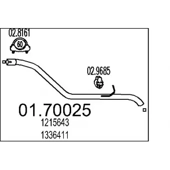 Tuyau d'échappement MTS 01.70025 pour FORD FOCUS 1.8 TDCi - 116cv