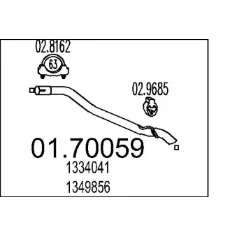 Tuyau d'échappement MTS 01.70059 pour FORD FOCUS 1.6 TDCi - 109cv