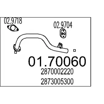 Tuyau d'échappement MTS 01.70060 pour HYUNDAI ATOS 1.1 - 63cv