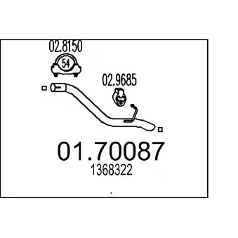 Tuyau d'échappement MTS 01.70087 pour CITROEN BERLINGO 1.8 - 125cv