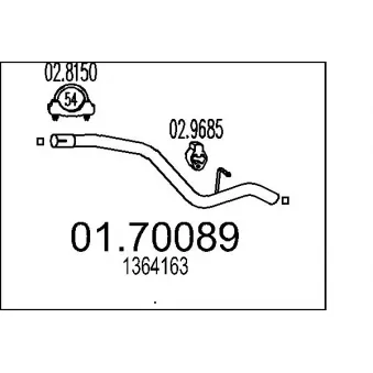 Tuyau d'échappement MTS 01.70089 pour FORD FOCUS 2.0 GPL - 145cv