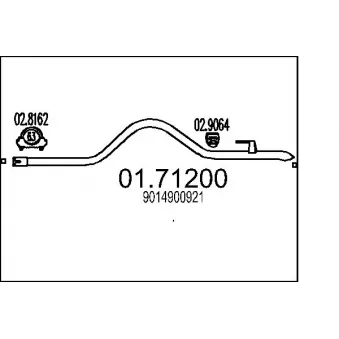Tuyau d'échappement MTS 01.71200 pour MERCEDES-BENZ SPRINTER 212 D - 122cv