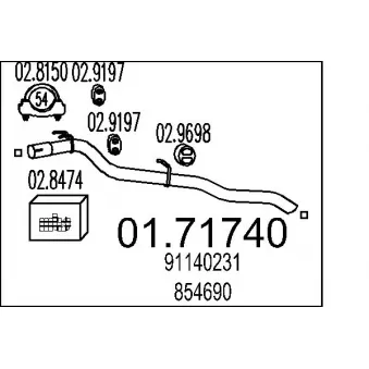Tuyau d'échappement MTS 01.71740 pour OPEL FRONTERA 2.0 i - 115cv