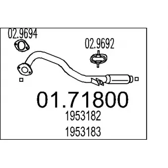 Tuyau d'échappement MTS 01.71800 pour NISSAN TERRANO 2.4 4WD - 116cv