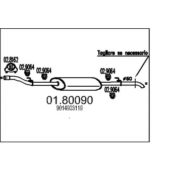 Silencieux central MTS OEM 9014903119