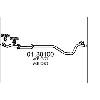 Silencieux central MTS 01.80100 pour LAND ROVER FREELANDER 1.8 i 16V 4x4 - 120cv