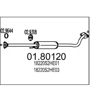Silencieux central MTS OEM 18220S2HE03
