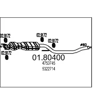 Silencieux central MTS 01.80400 pour SAAB 95 2.3 Turbo - 250cv