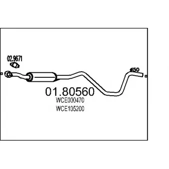 Silencieux central MTS 01.80560 pour LAND ROVER FREELANDER 1.8 16V 4x4 - 117cv