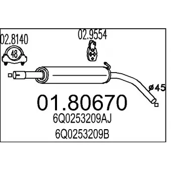 Silencieux central MTS OEM 6Q0253209AA