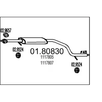 Silencieux central MTS 01.80830 pour FORD MONDEO 1.8 16V - 125cv