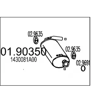 Silencieux arrière MTS 01.90350 pour SUZUKI JIMNY 1.3 16V 4x4 - 86cv