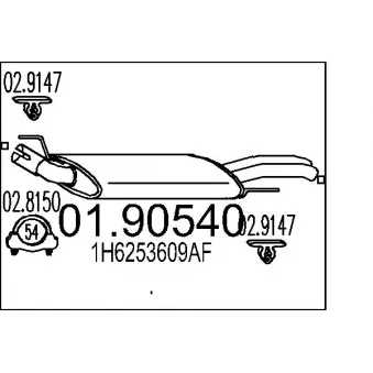 Silencieux arrière MTS 01.90540 pour VOLKSWAGEN GOLF 2.0 - 115cv